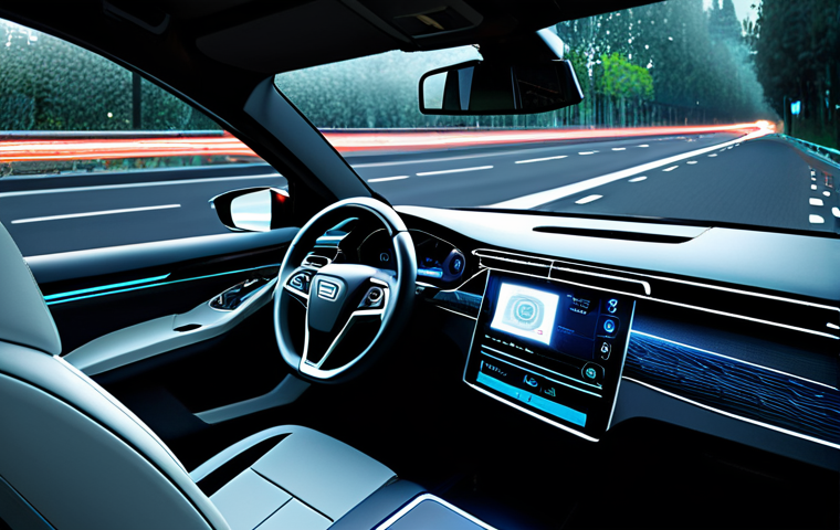 A sleek, modern autonomous car, designed with advanced sensors clearly visible, subtly interacting with transparent digital overlays representing complex data processing and ethical decision trees. The vehicle is positioned on a futuristic, multi-lane highway that subtly blends into a background featuring a global map with interconnected regulatory symbols and legal documents. The scene is illuminated by soft, professional lighting, conveying innovation and responsibility. The image should be professional photography, high quality, featuring perfect anatomy, correct proportions, well-formed hands, proper finger count, and natural body proportions. The content is safe for work, appropriate content, fully clothed, professional, and family-friendly.